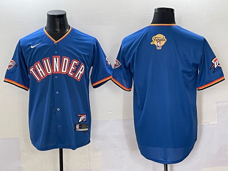 Men 2025 Oklahoma City Thunder Blank Blue Nike Joint Name NBA Jersey style 2->youth mlb jersey->Youth Jersey